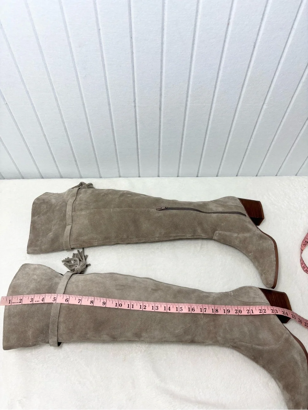 Sole Society Taupe Cow Suede Over-the-Knee Boots 